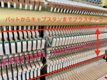 カワイピアノのアクションはプラスチック